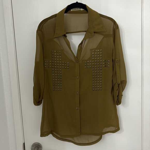 Cross studded button down - Picture 1 of 5